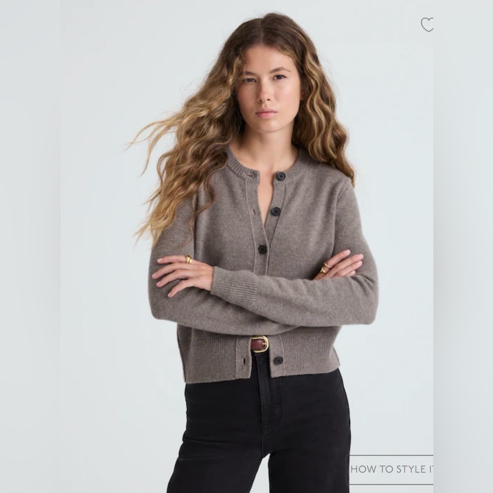 Madewell Cashmere Button Front Cardigan Sweater in Mink Heather Size XXS. NWT